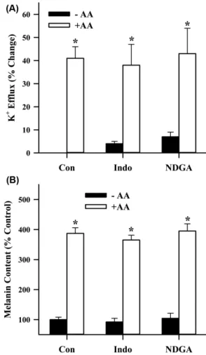 Fig. 4 − Effects of DIOA on the AA-induced stimulation of melanin synthesis in B16 melanoma cells