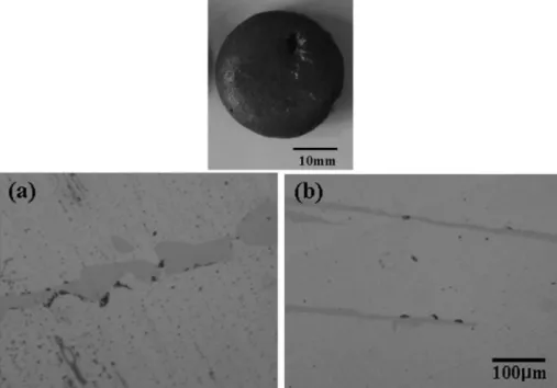 Fig. 3. Optical microstructures of (a) as-casted FeSi 2  and (b) homogeneous heat treated FeSi 2  produced by Vacuum Plasma Melting.