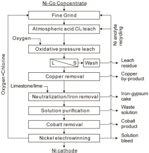 Fig. 8. Generalized flow diagram of laterite ore process.