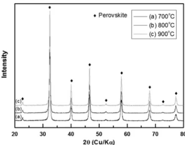 Fig. 8. SEM images of Y-doped SrTiO 3  powders by Pechini method (a), solid-state reaction (b, c).