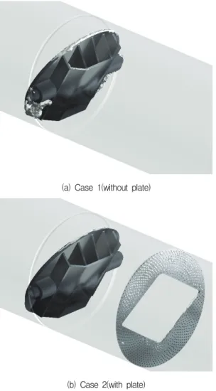 Fig.  8  Occurrence  of  cavitation  at  inlet  velocity  of  V = 5 m/s