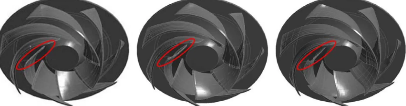 Fig.  3  3  cases  with  different  type  of  blade  low  pressure  side  shape