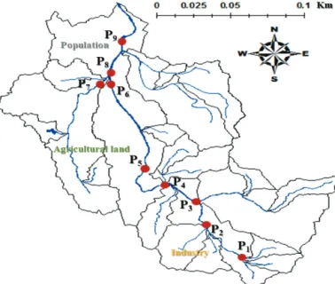 Fig.  1.  Sampling  points  in  the  Anyang  Stream  selected  in  this  study.