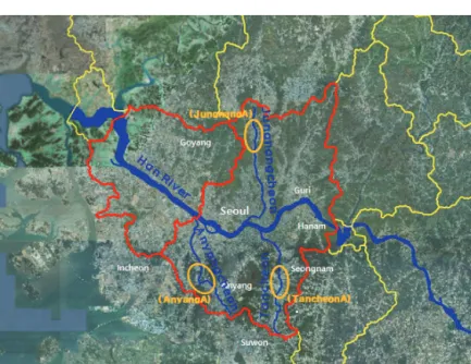 Fig.  1.  Studied  basin  and  point  map.