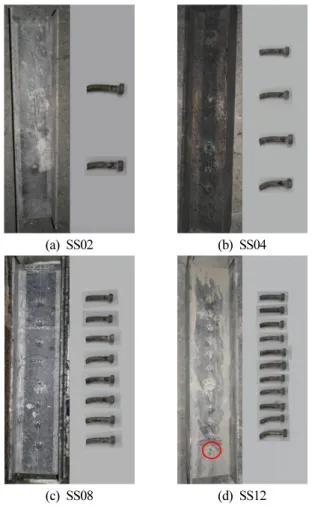 Fig. 15. Deformation of welded joint of shear stud of specimens
