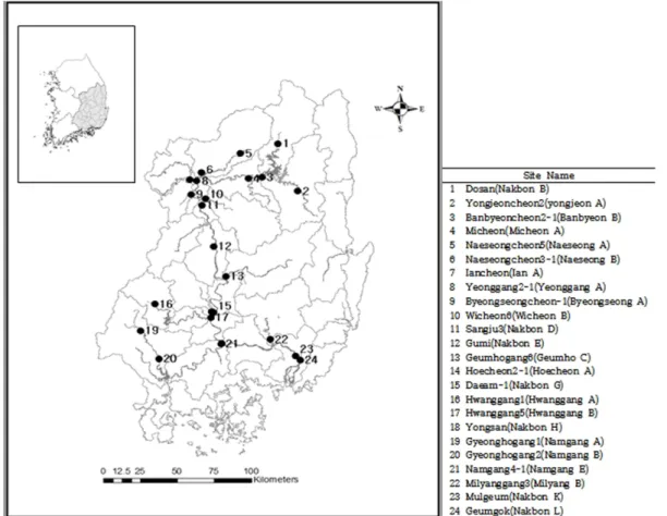 Fig. 1. The location of study sites in the Nakdong River.