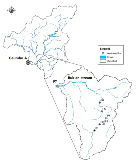 Fig. 1. Study area and monitoring stations.