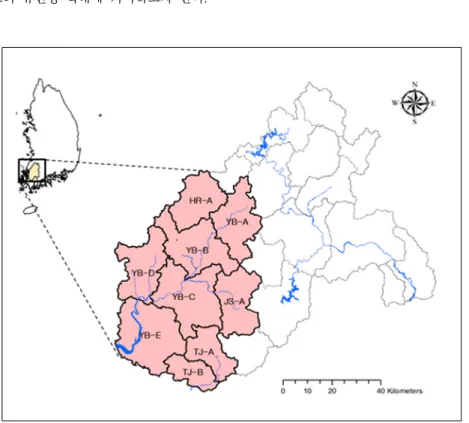 Fig. 1. Unit watershed map of Youngsan･Tamjin river basin.