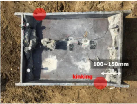 Fig. 11. Plastic hinge in flange(specimen F16)