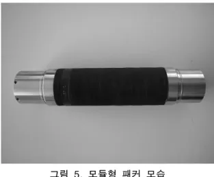 그림  5.  모듈형  패커  모습 패커와  패커  사이의  구간이  실제  투과특성을  측정하는  시험구간으로,  시험구간은 스테인레스  재질의  필터로  보호된다