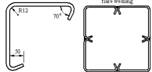Fig. 2. Base column shape(Welded built-up section)콘크리트에 의해 일부 하중이 분담된다. 이때 하중에 의해 응력분담에 제대로 이뤄졌는지, 후 피복된 콘크리트와 선기둥은 하나의 매개체로 다뤄져도 무관한지에 대해서 설계 시공지침서가 없다