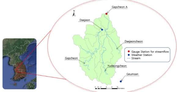 Fig. 1. Location of study area, Gapcheon watershed in South-Korea.