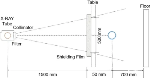 Figure 8.  X-ray experiment to analyze the shielding performance of the shielding films.