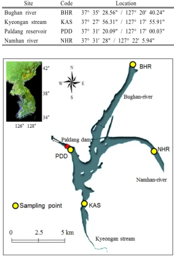 Fig. 1. Sampling points in Paldang reservoir.