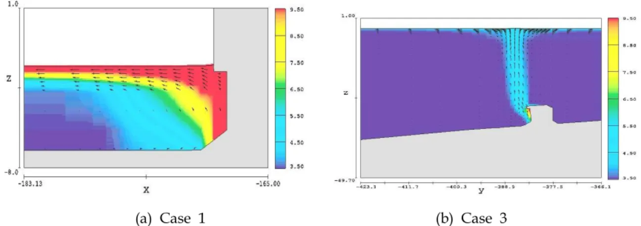 Fig. 3.6 Vertical distributions of computed COD concentration at y-z plane