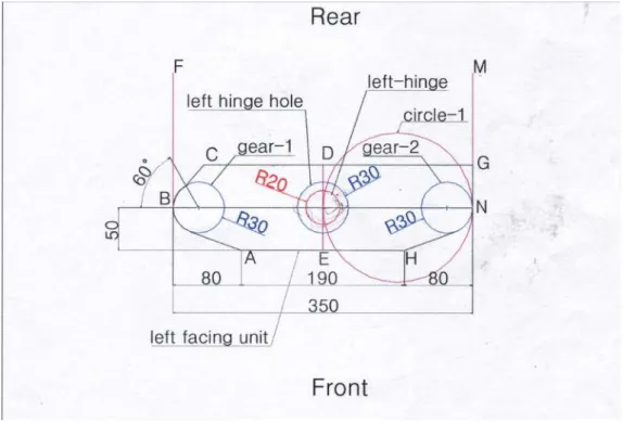 Fig. 1. Left facing unit of half size block of Hinge-stone