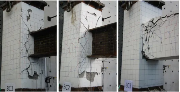 Fig. 9. Damage modes after the end of testing