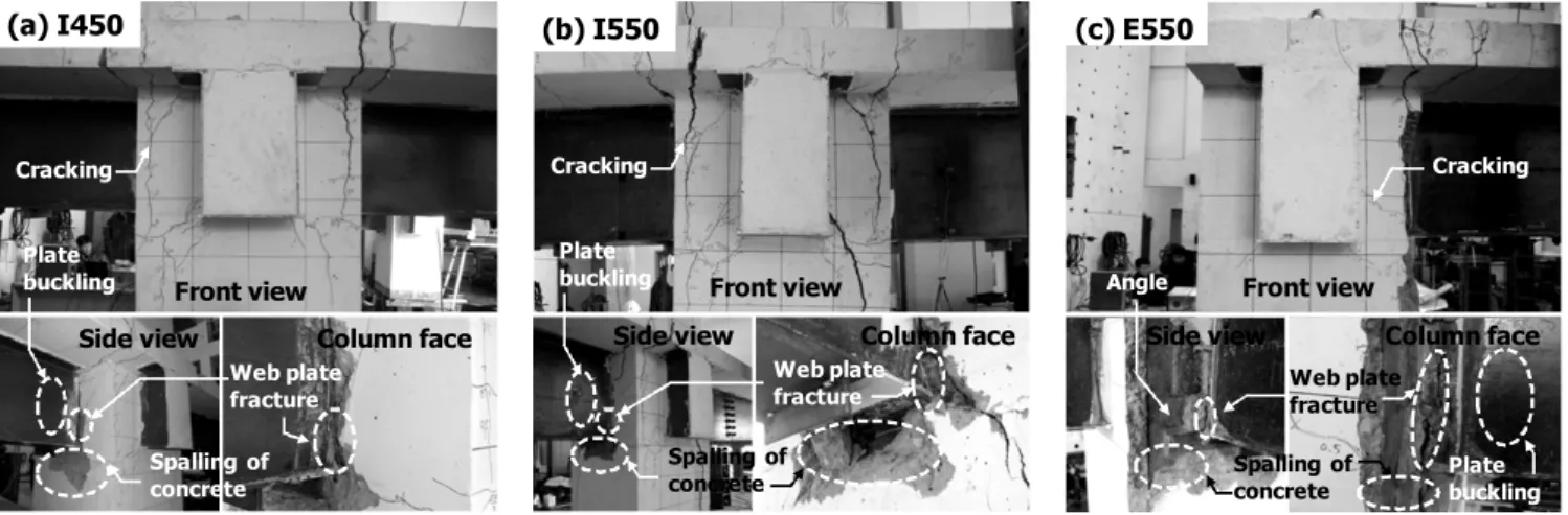 Fig. 7 Failure modes at beam-column joints 
