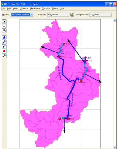 Fig. 5. Reservoir network for HEC-ResSim simulation.
