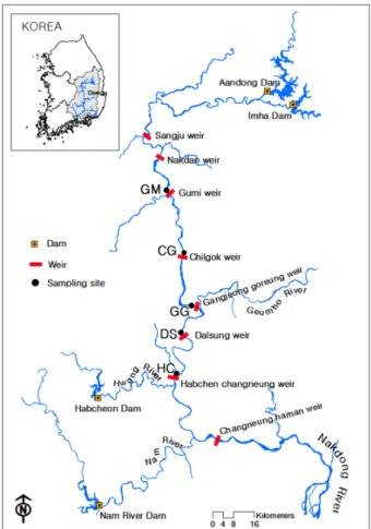 Fig. 1. Sampling sites in the Nakdong River.