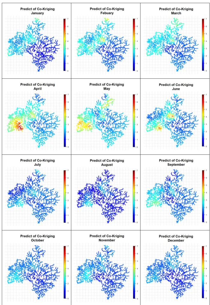 Fig. 3. Spatially predicted BOD of the Geum river in 2011 using cokriging.