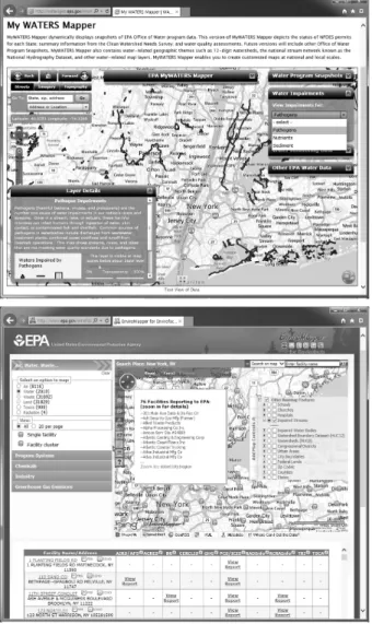 Fig. 5. Interface of (a) My WATERS Mapper and (b)  EnviroMapper.