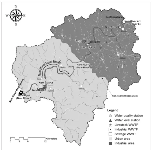 Fig. 1. Study area and location of water quality and water level stations used in the analysis.