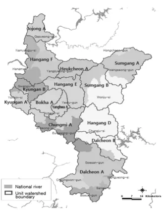 Fig. 1. Unit-watershed in study area.