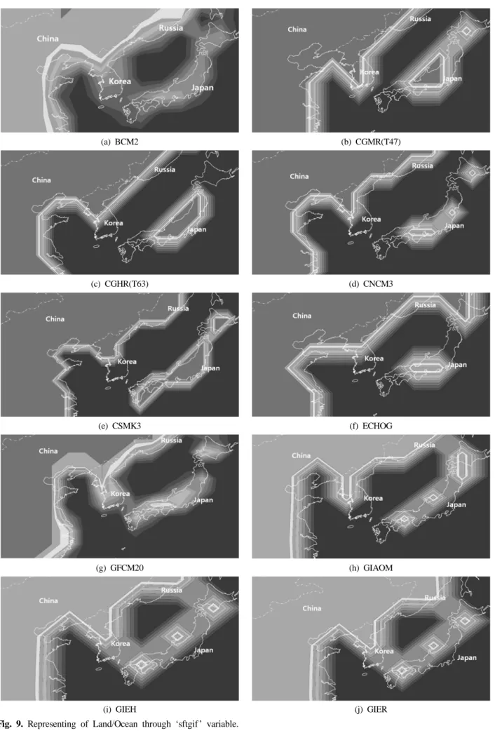 Fig. 9. Representing of Land/Ocean through ‘sftgif ’ variable.