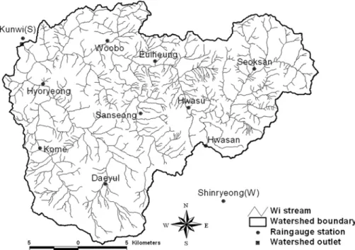 Fig. 2. Drainage basin map of Wi river.