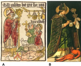 Figure 2. (A) Saint Valentine patron of epileptics. It was exhibited in: