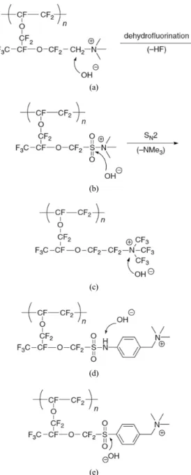 Figure 2. 곁쇄 구조에 따른 과불소화계 고분자 분해 메커 니즘.