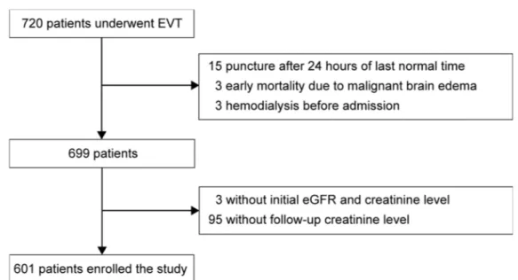 Figure 1. Patients enrollment. EVT, endovascular treatment; eGFR, estimated glomerular filtration rate