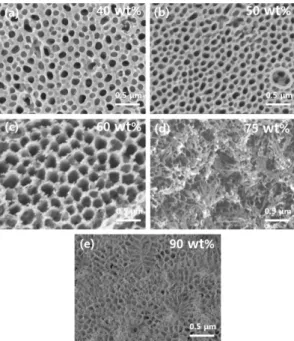 Fig. 2. Top surface FE-SEM images of anodized Al alloy with various concentration of electrolyte
