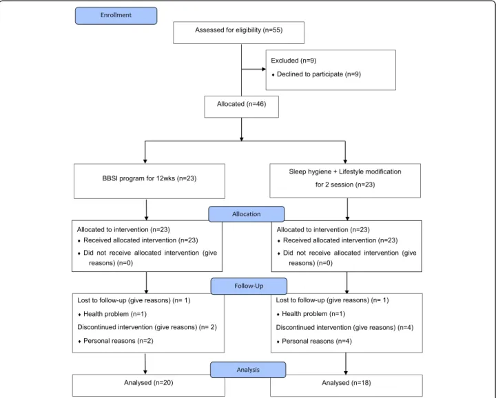 Fig. 1 The CONSORT flow diagram. BBSI: Biofeedback based sleep improvement