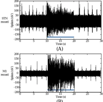 Fig. 2 Characteristics of the spikes during optical  deep brain stimulation. (A) 20-Hz spiking  produced in STN