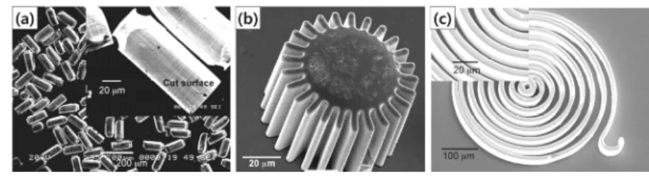 Figure 11.  Three-dimensional parts obtained by using thermoplastic forming of metallic glass and subsequent hot-separation  method