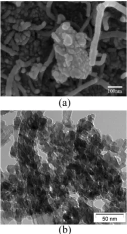 Fig. 1 presents SEM and TEM images of Li 4 Ti 5 O 12 / CNT composite. Fig. 1(a) shows the surface morphology of Li 4 Ti 5 O 12 /CNT composite