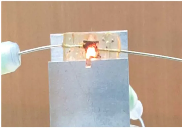 Fig. 8 Catalytic combustion during performance test 4. 결 론 ADN 기반  추진제인  LMP-103S의  마이크로  추력기 시스템을 대상으로 한 적용 가능성을 확 인하였다 