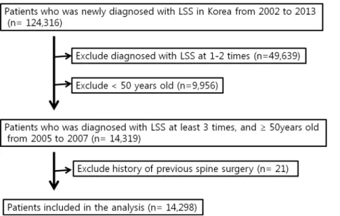 Fig 1. Flowchart of the study population. LSS, lumbar spinal stenosis.