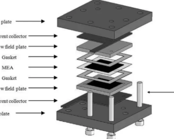 Fig. 1. The schematic of the PEMFC model for the single cell test.