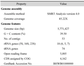 Table 1.  General features of Bacteroides sp. KGMB 02408
