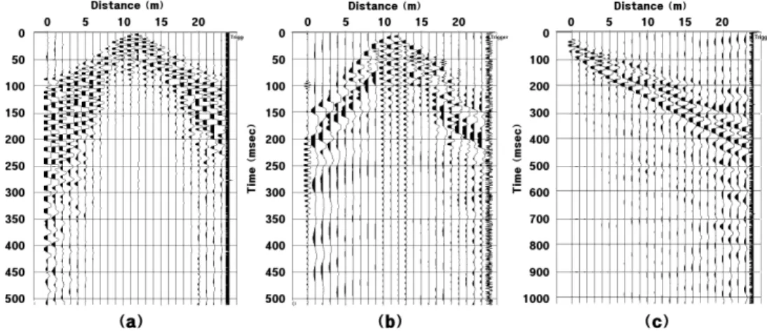 Fig.  1  Raw  data  for  (a)  P  waves,  (b)  SH  waves,  and  (c)  surface  waves.으로 나타낼 수 있다