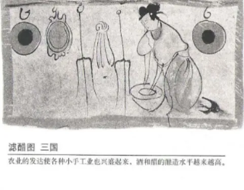 그림 2 위; 삼국시대에 식초를 여과하는 장면그림 2 아래;