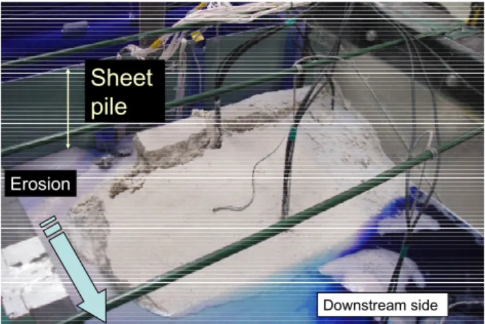 Figure 9. Erosion of embankment on downstream side  in step 4, case 2 
