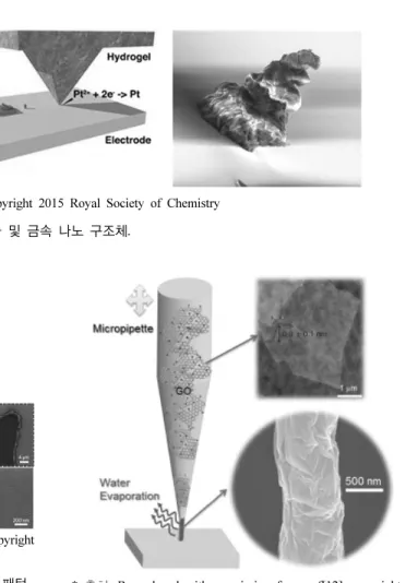 Figure 8.   자기조립 기술을 이용한 프린팅 및 나노 패턴. *  출처: Reproduced with permission from ref[12]. copyright  2014 Wiley Figure 9