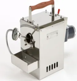 Figure 1. Coffee roaster used in experiment. 도계를 부착하여 생두의 투입 온도를 측정하였다. 작동  방식은 로스터 후방에 모터와 드럼이 연결되어 있어 전 원  공급  시  자동으로  기기가  작동된다