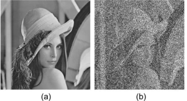Fig 1. Lena image (a) Original Lena image (b)  Noise Lena image