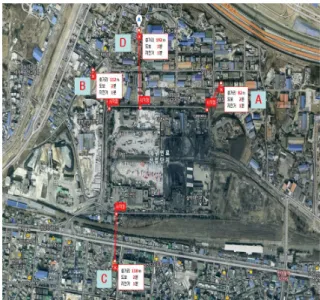 Figure 1에서는  안심연료단지  시료채취  위치지점 을 나타내었다.  이를 위하여 대구 안심연료단지 주변 지역 바람의 방향을 분석하였다.  여름을 제외한 계절