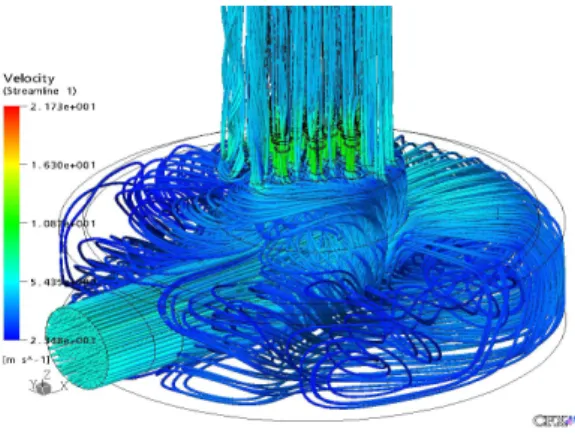 Figure 3. Velocity plane at the top of the flow tubes. 